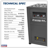 Sealey SAC01VLN Oil Free Low Noise Direct Drive Air Compressor 24L 3hp