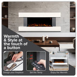 Sealey DH112 Baridi Wall Mounting Electric Fireplace with LED Flame Effect 52" - Grey