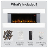 Sealey DH112 Baridi Wall Mounting Electric Fireplace with LED Flame Effect 52" - Grey