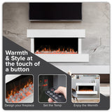 Sealey DH113 Baridi Wall Mounting Electric Fireplace with LED Flame Effect 46" - White