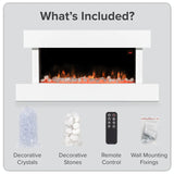 Sealey DH113 Baridi Wall Mounting Electric Fireplace with LED Flame Effect 46" - White