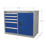 Sealey API1103B Premier Industrial Cabinet/Workstation with 5 Drawers & 1 Shelf