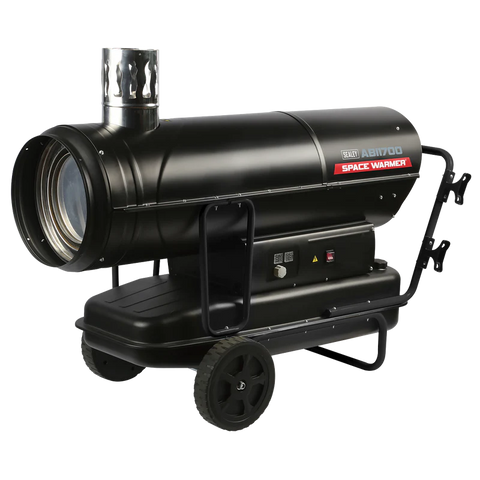 Sealey ABI1700 Space Warmer Indirect Kerosene/Diesel Heater with Wheels 170,000Btu/hr