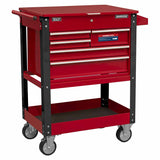 Sealey Heavy-Duty Mobile Tool & Parts Trolley with 5 Drawers & Lockable Top in Red or Green