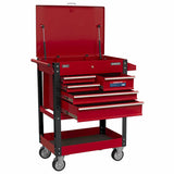Sealey Heavy-Duty Mobile Tool & Parts Trolley with 5 Drawers & Lockable Top in Red or Green