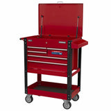 Sealey Heavy-Duty Mobile Tool & Parts Trolley with 5 Drawers & Lockable Top in Red or Green