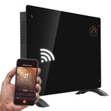 Sealey DH139 Baridi Electric Glass Panel Heater, 2000W, Thermostat Controlled Radiator with 24Hr 7 Day Timer, Wi-Fi Enabled, Remote Control, Black