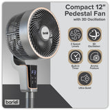 Sealey DH141 Baridi 12" Pedestal Fan with Remote Control & 12hr Timer 230V - Grey