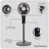 Sealey DH141 Baridi 12" Pedestal Fan with Remote Control & 12hr Timer 230V - Grey