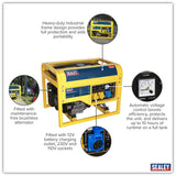 Sealey GG7500 Generator 6000W 13hp 4-Stroke Engine 110/230V