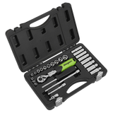 Sealey  S01286 Siegen Extendable Ratchet Socket Set 1/4"Sq Drive 26pc