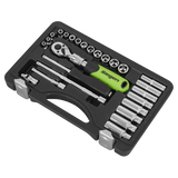 Sealey  S01286 Siegen Extendable Ratchet Socket Set 1/4"Sq Drive 26pc