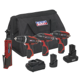 Sealey CP1200COMBO 4 x SV12 Series Cordless Power Tool Kit 12V - 2 Batteries
