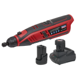 Sealey CP1207KIT SV12 Series Cordless Multipurpose Rotary Tool & Engraver Kit 49pc 12V 2Ah - 2 Batteries