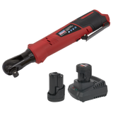 Sealey CP1209KIT SV12 Series 1/2"Sq Drive Cordless Ratchet Wrench Kit 12V 2Ah - 2 Batteries