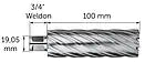 Fein HSS NOVA 100 Core Bit with 3/4in Weldon Fitting