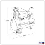 Sealey SAC5020APK 50L Direct Drive Air Compressor 2hp with 4pc Air Accessory Kit
