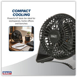 Sealey SFF04 Small Mini 4" Desk Fan 230V