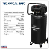 Sealey 230V Oil Free Belt Drive Vertical Compressors 24L/50L/100L