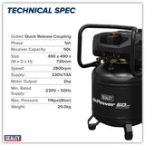 Sealey 230V Oil Free Belt Drive Vertical Compressors 24L/50L/100L